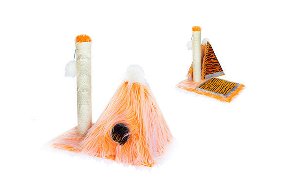 Дом -когтеточка Zoo-M "YETI Orange Шалаш" 65*43*68 разборный