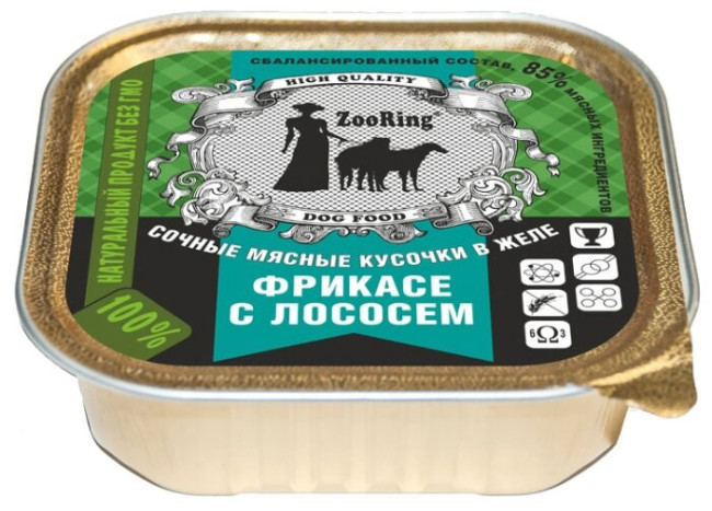 Zooring Кусочки в желе с лососем для собак 100гр Zooring Кусочки в желе с лососем для собак 100гр