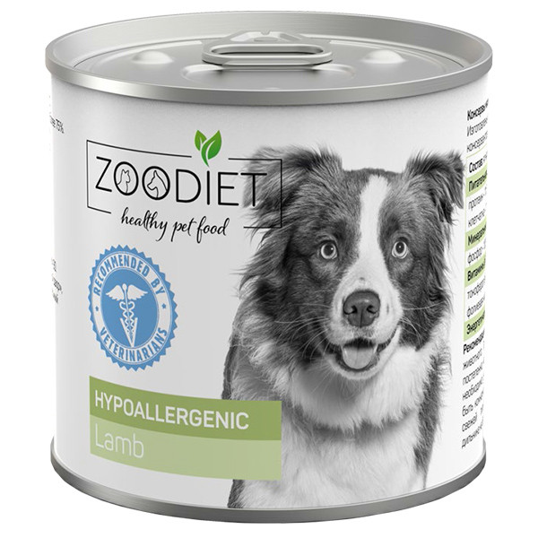 Zoodiet Hypoallergenic консервированный корм для собак склонных к аллергии с ягненком, 240 гр Zoodiet Hypoallergenic консервированный корм для собак склонных к аллергии с ягненком, 240 гр