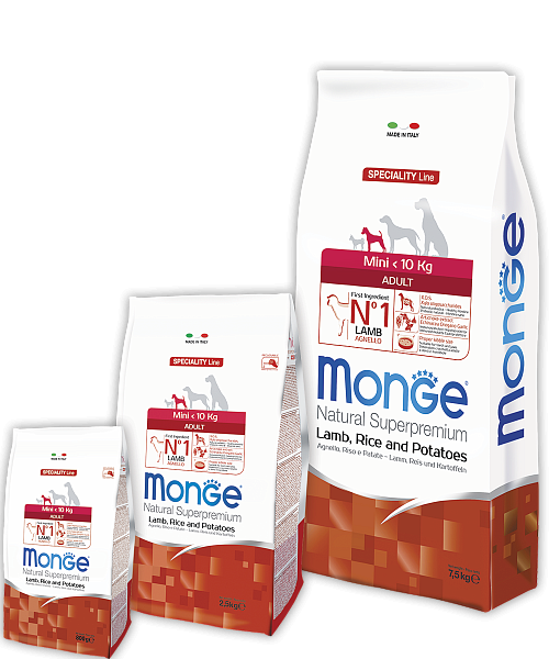 Monge Dog Speciality Mini корм для взрослых собак мелких пород ягненок с рисом и картофелем