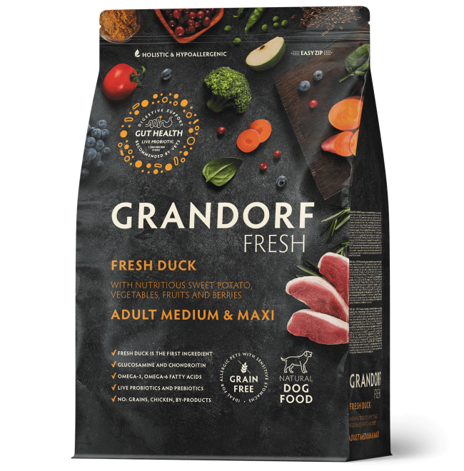 Grandorf Fresh Medium&Maxi Корм для собак средних и крупных пород с уткой и бататом Grandorf Fresh Medium&Maxi Корм для собак средних и крупных пород с уткой и бататом
