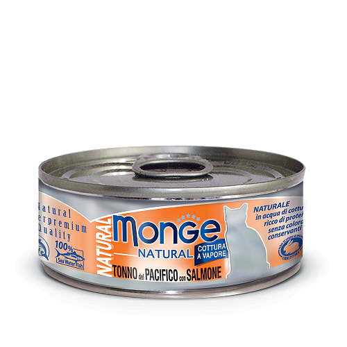 Monge Cat Natural консервы для кошек тихоокеанский тунец с лососем, 80 г