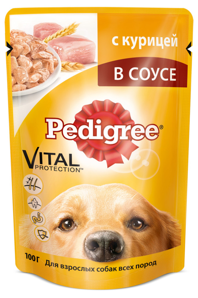 Pedigree для взрослых собак всех пород с курицей в соусе