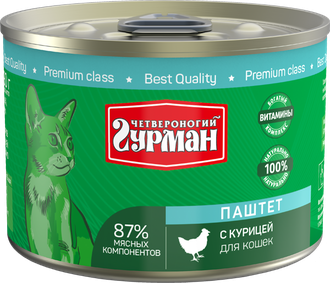 Четвероногий гурман для кошек паштет с курицей, 190 гр Четвероногий гурман для кошек паштет с курицей, 190 гр