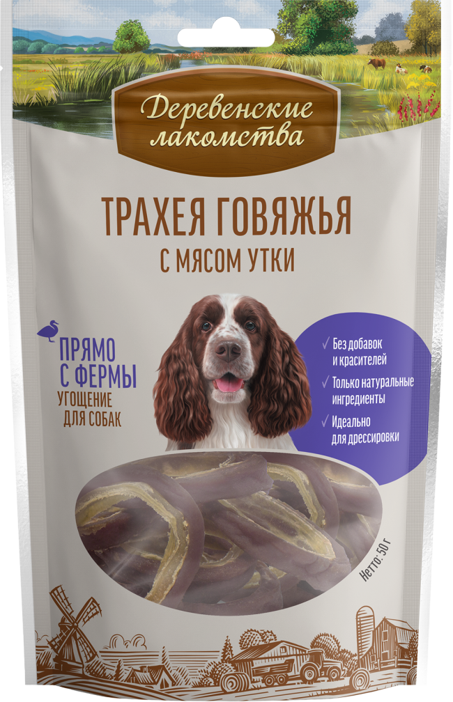Деревенские лакомства Трахея говяжья с мясом утки, 50 гр