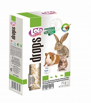 LoLo Pets Дропсы для грызунов и кроликов медово-молочные 75гр LoLo Pets Дропсы для грызунов и кроликов медово-молочные 75гр