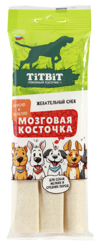 TiTBiT Жевательный снек Мозговая косточка для собак мелких и средних пород, 95 гр TiTBiT Жевательный снек Мозговая косточка для собак мелких и средних пород, 95 гр