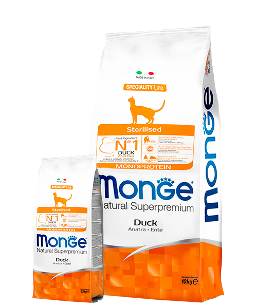 Monge Cat Monoprotein Sterilised корм для стерилизованных кошек с уткой Monge Cat Monoprotein Sterilised корм для стерилизованных кошек с уткой