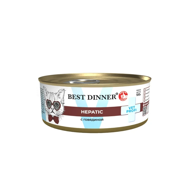 Best Dinner Vet Profi Hepatic Консервы для кошек при заболеваниях печени с говядиной, 100 гр