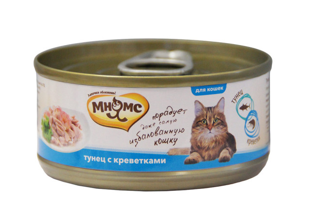 Мнямс Консервы для кошек тунец с креветками в нежном желе 70гр