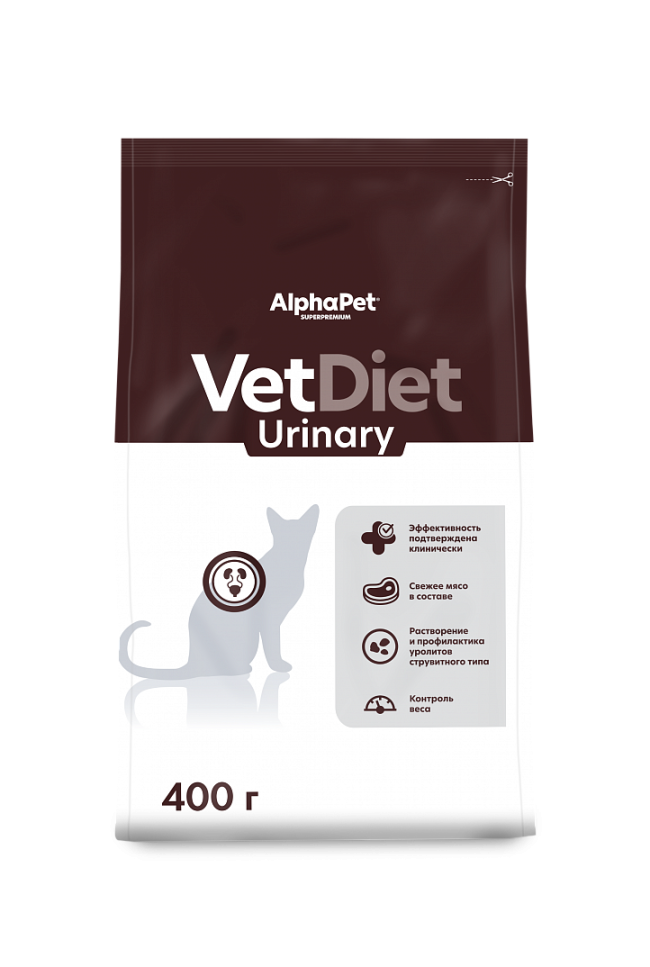Alphapet VetDiet Urinary для кошек при заболеваниях нижних отделов мочевыводящих путей