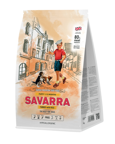 Savarra Puppy All breeds (гипоаллергенный корм для щенков всех пород с индейкой и рисом)