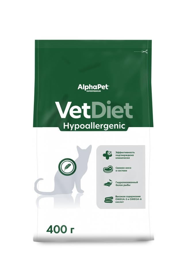 Alphapet VetDiet Hypoallergenic для кошек при пищевой аллергии и непереносимости Alphapet VetDiet Hypoallergenic для кошек при пищевой аллергии и непереносимости