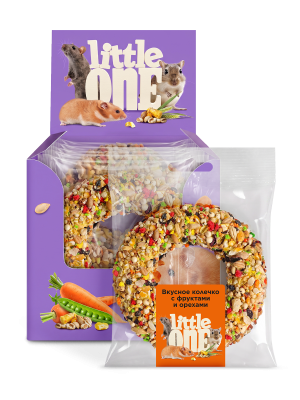 Little One Вкусное колечко с фруктами и орехами для мелких грызунов, 55 гр Little One Вкусное колечко с фруктами и орехами для мелких грызунов, 55 гр