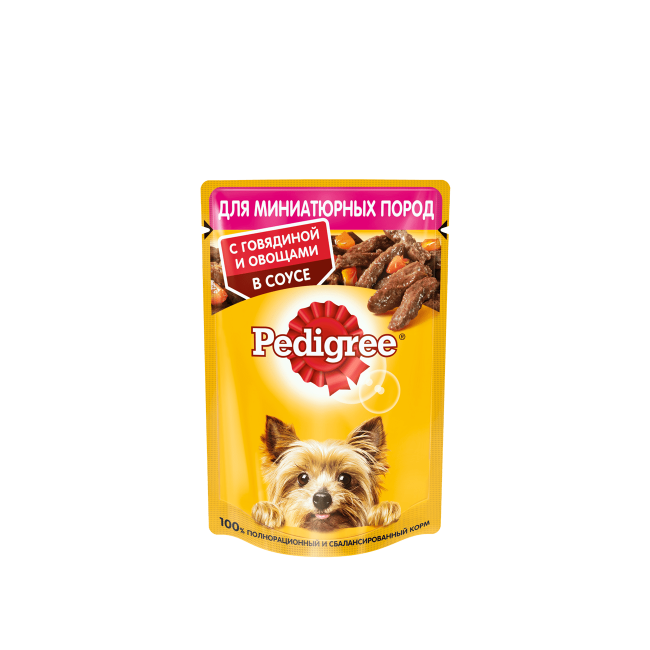 Pedigree для взрослых собак мелких пород с говядиной и овощами в соусе, 85 гр Pedigree для взрослых собак мелких пород с говядиной и овощами в соусе, 85 гр
