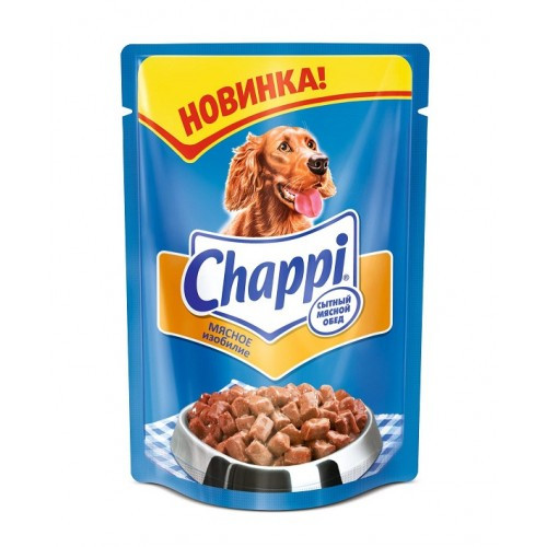 Chappi для взрослых собак Мясное изобилие, пауч 85гр Chappi для взрослых собак Мясное изобилие, пауч 85гр