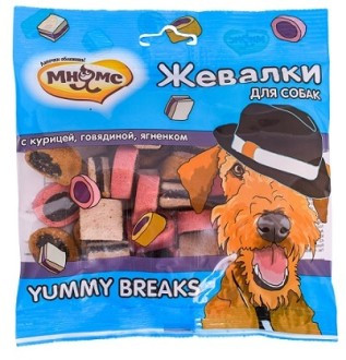 Мнямс лакомство для собак "Жевалки YUMMY BREAKS" с курицей, говядиной и ягненком