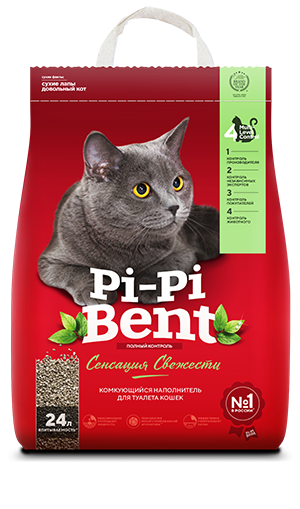 PI-PI-BENT Комкующийся наполнитель с ароматом свежих трав (Fresh Sensation) 10кг PI-PI-BENT Комкующийся наполнитель с ароматом свежих трав (Fresh Sensation) 10кг