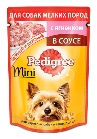 Pedigree для взрослых собак мелких пород с ягненком в соусе, 85 г